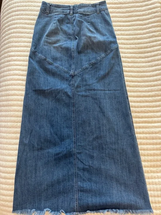Wash Lab Denim Pieced SZ 26 Denim Maxi Skirt - Vintage Blue - Picture 10 of 12
